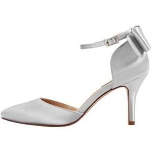 Wedding Shoes silver 9.5 Mid Heels Pumps with Bow Knot Satin Shoes